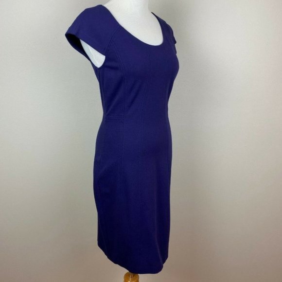 DVF Diane Von Furstenberg Dress 4 Sheath Purple Cap Sleeve Career Office - Picture 3 of 12
